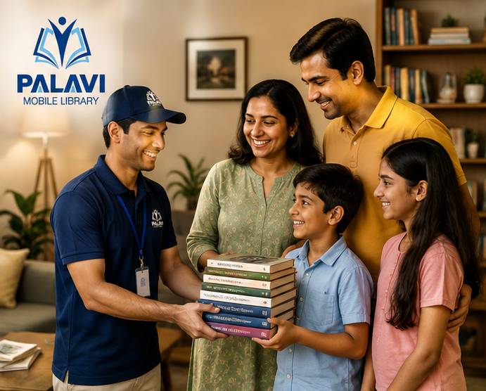 Stack of books available at Palavi Library